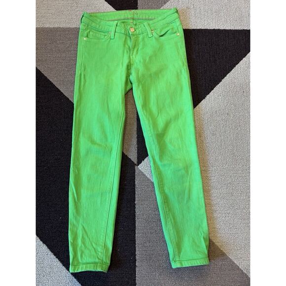 Sz 26‎ Women's KATE SPADE NY Perry Straight Skinny Play Hooky Lime Green Jeans - Picture 1 of 6